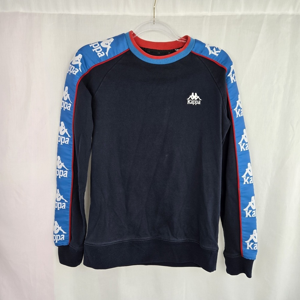 Kappa Crew Neck Sweatshirt Mens Size M Navy Blue Logo Long Sleeves Retro
